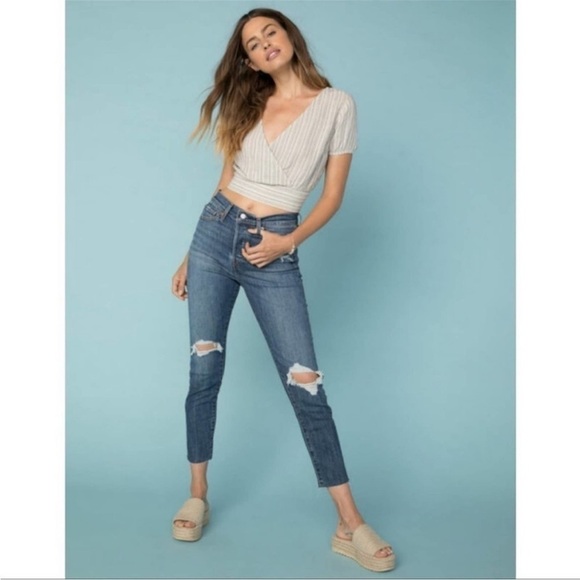 Levi’s Wedgie Skinny Medium Wash High Rise Button Fly Tough Love Blue Jeans 26 - Picture 14 of 16